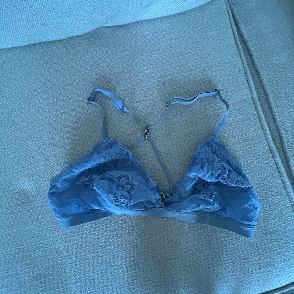 aerie Lace Triangle Bralette in Blue